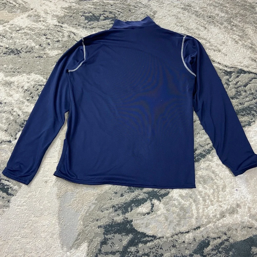 Vintage Y2K Nike Shirt‎ Sz L Blue Stretch Mock Neck Swoosh Logo Gym Activewear